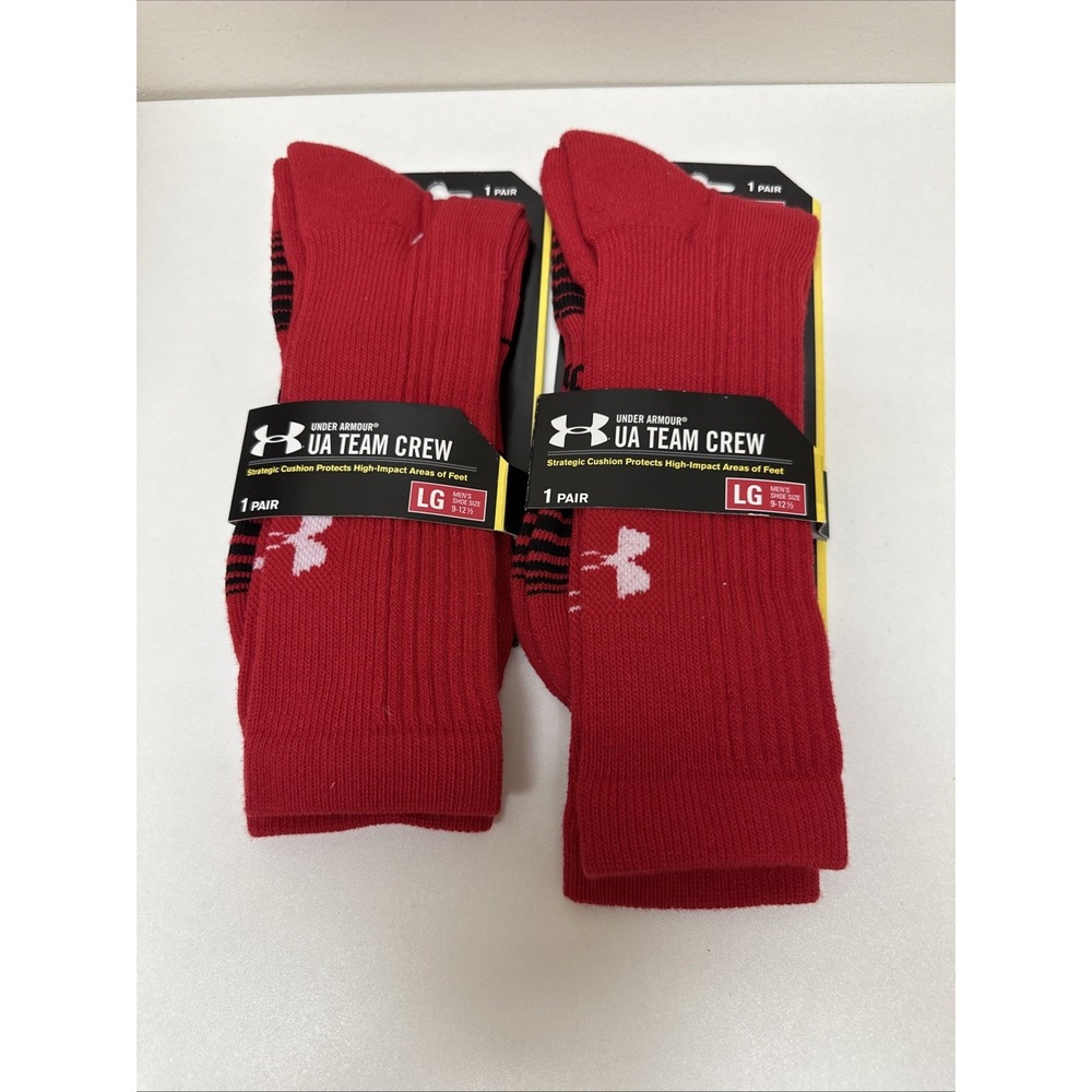Under Armour UA Team Performance Crew Socks Red Size L Lot of 2
